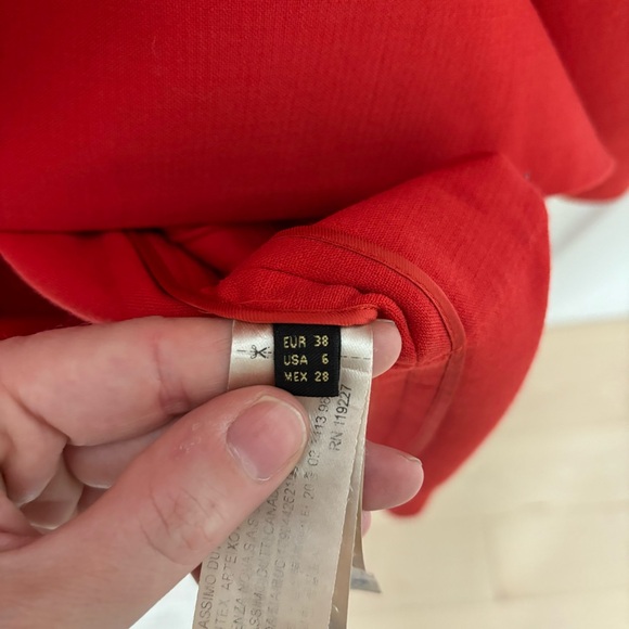 Massimo Dutti Red Wool Blend Coat Long Blazer Jacket Size 38 US 6 - Picture 6 of 9